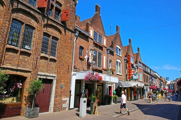 Venlo Netherlands July 2022 Beautiful Dutch Shopping Street Typical Old — Zdjęcie stockowe