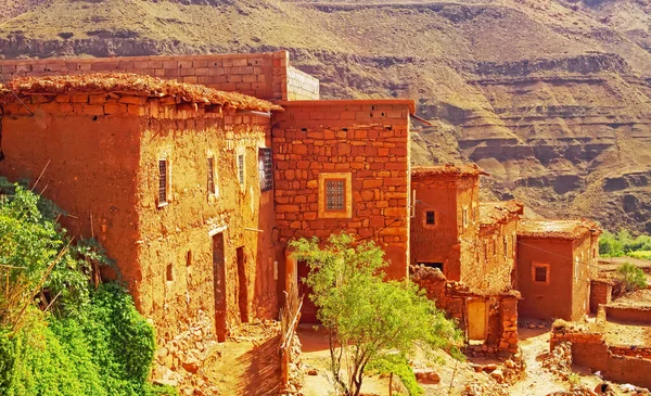 Hiking Idyllic Beautiful Lonely Old Clay House Berber Villages High — Zdjęcie stockowe