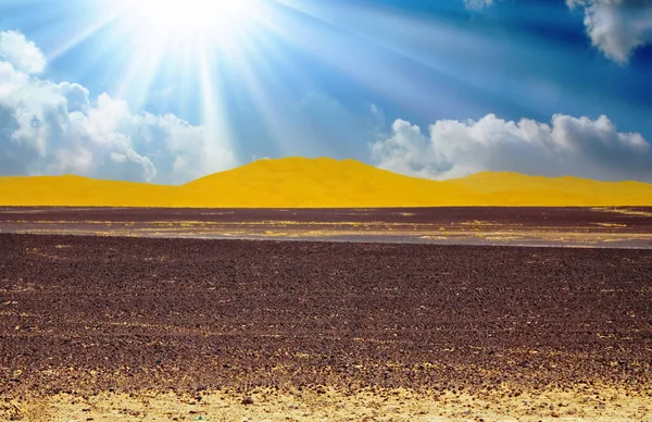 Beautiful Wide Vast Arid Dry Moroccan Desert Landscape Black Scorched — Stock fotografie