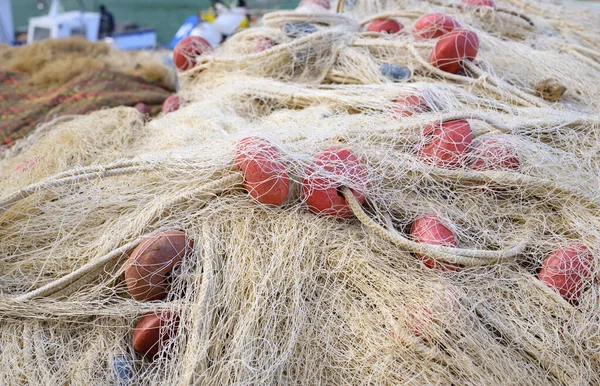 Gros Plan Vue Détaillée Arrière Plan Des Filets Pêche Usagés — Photo