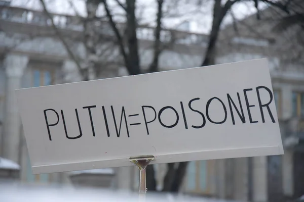 Helsinki Finland Februari 2022 Teken Met Een Slogan Poetin Poisoner — Stockfoto