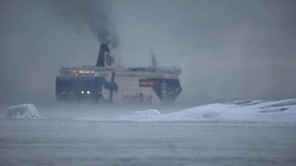 Helsinki Finland January 2017 Ecker Line Finlandia Ferry Departing Helsinki — Αρχείο Βίντεο