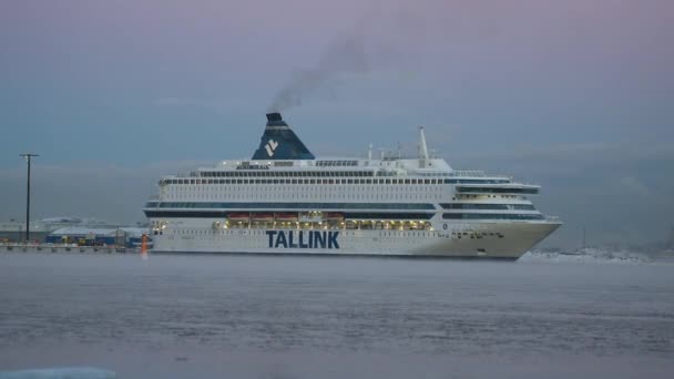 Helsinki Finland January 2017 Tallink Silja Europa Ferry Arriving Port — Stok video