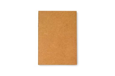 Kahverengi defterin en üst görüntüsü. Boş kitap kırpma yolu ile beyaz arkaplanda izole.