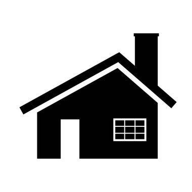 Beyaz arkaplanda izole edilmiş ev simgesi vektör illüstrasyonu. Restoran, kafe veya tatil köyü tarzı sembol.