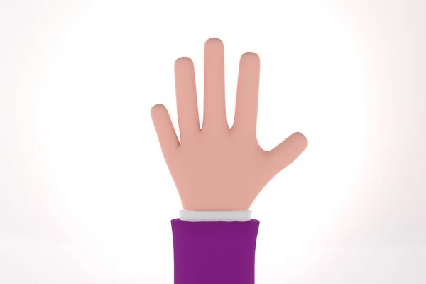 Cartoon Hand Showing Five Fingers Illustration Raising Hand Greet Symbol — Stock Photo, Image