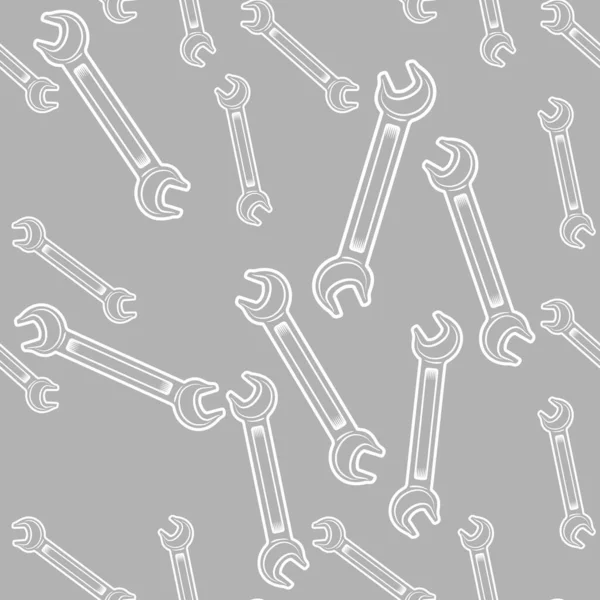 Flying Wrenches Seamless Pattern Gray Background — Stock vektor