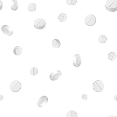 Pills on a white background. Pattern.