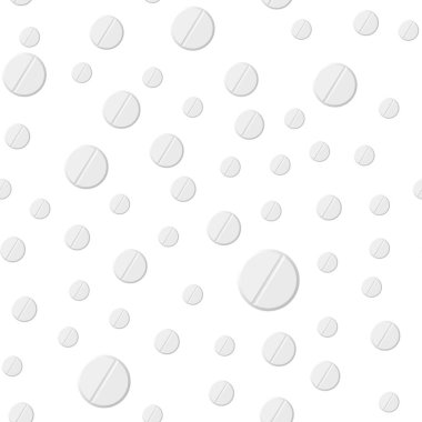 Pills on a white background. Pattern.