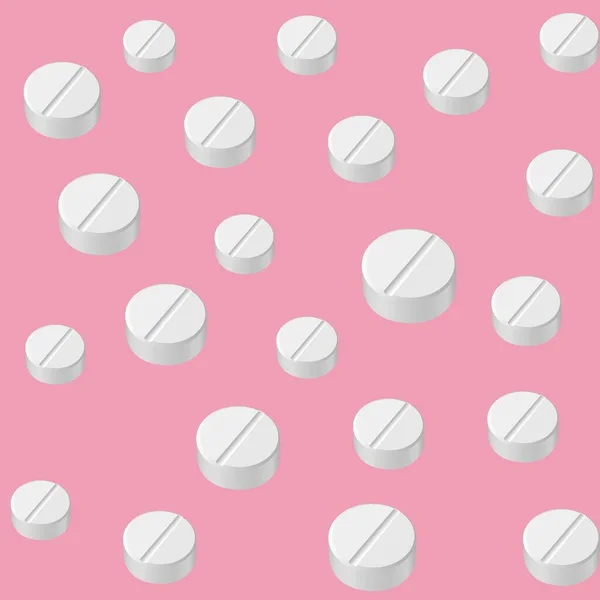 White Pills Colored Background Pattern —  Vetores de Stock
