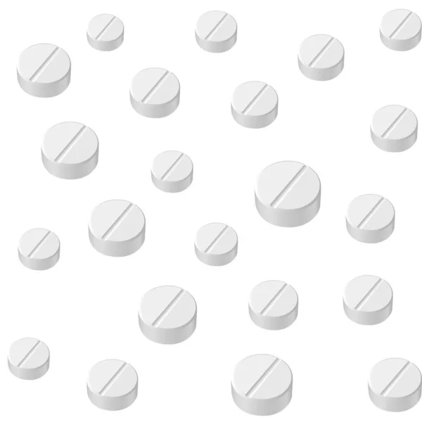 Pills on a white background. Pattern.
