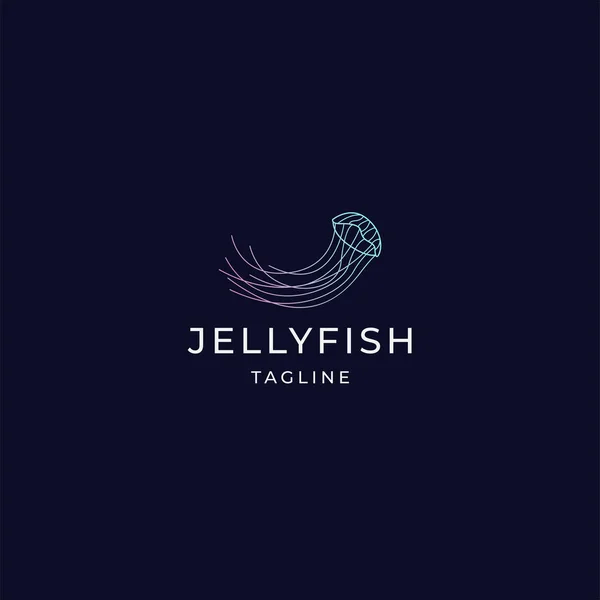 Jellyfish Logotipo Ícone Design Modelo Vetor Plano —  Vetores de Stock