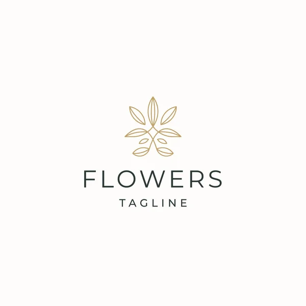 自然花のロゴアイコンデザインテンプレートフラットベクトルイラスト — ストックベクタ