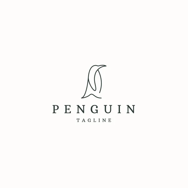 Pingüino Animal Logotipo Icono Diseño Plantilla Plana Vector Ilustración — Vector de stock