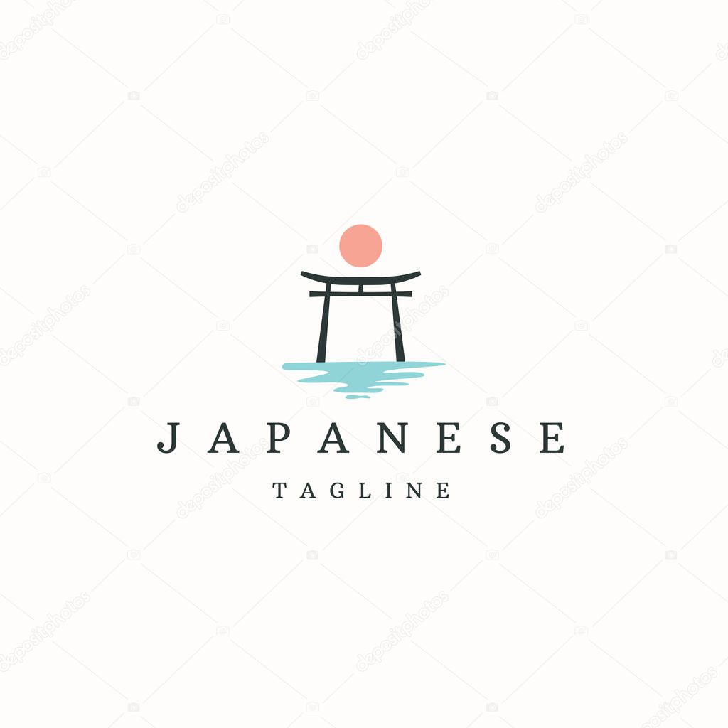 Torii gate japan logo icon design template flat vector