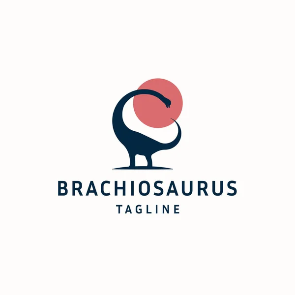 Brachiosaurus Hayvan Logosu Tasarım Şablonu Düz Vektör — Stok Vektör