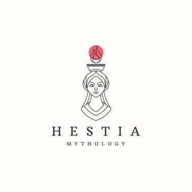 Hestia, ocak logosu tasarım şablon düz vektör eski Yunan bakire tanrıçası