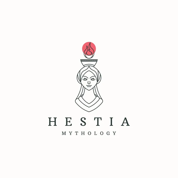 Hestia, ocak logosu tasarım şablon düz vektör eski Yunan bakire tanrıçası