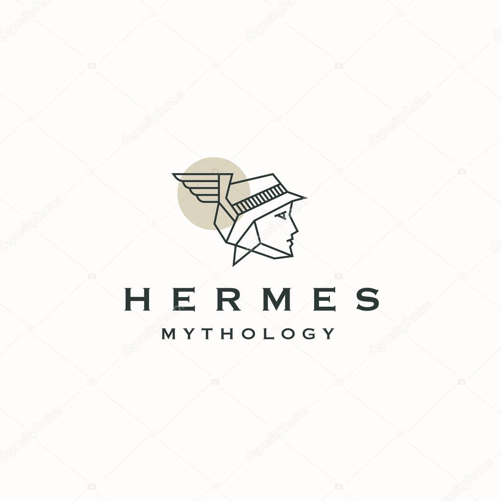 Hermes Olympian ancient Greek god logo icon design template flat vector