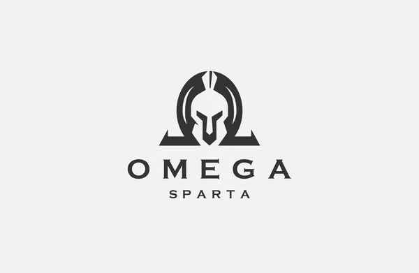 Símbolo Omega Con Forma Espartana Logotipo Icono Diseño Plantilla Vector — Vector de stock