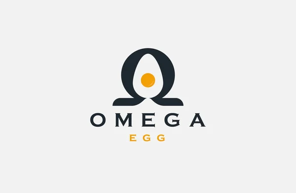 Omega Egg Logo Icon Design Template Flat Vector Illustration — Vetor de Stock