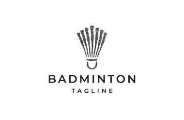 Shuttlecock badminton logo simgesi tasarımı düz vektör çizimi