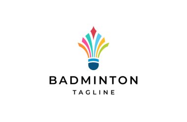 Shuttlecock badminton logo simgesi tasarımı düz vektör çizimi