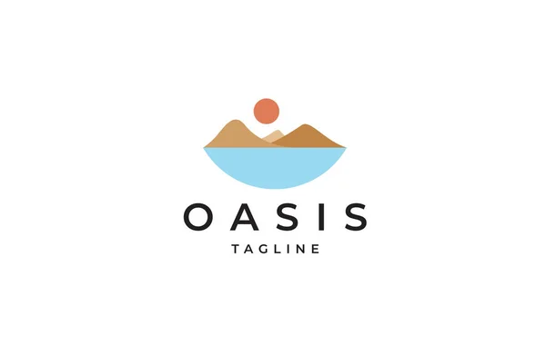 Oasis Desert Logo Icon Design Template Flat Vector Illustration — Stockvektor