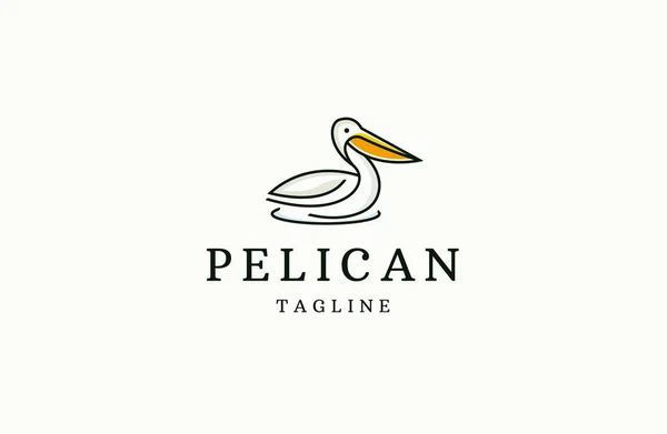 Pelican Bird Logo Icon Design Template Flat Vector Illustration — стоковый вектор