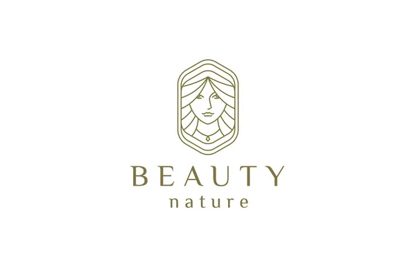 Woman Beauty Face Logo Icon Design Template Flat Vector Illustration — Vetor de Stock
