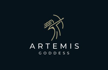 Artemis goddess of the hunt logo icon design template flat vector illustration