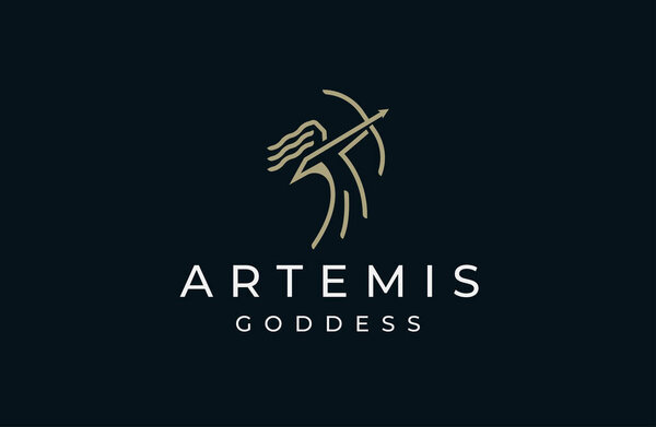Artemis goddess of the hunt logo icon design template flat vector illustration