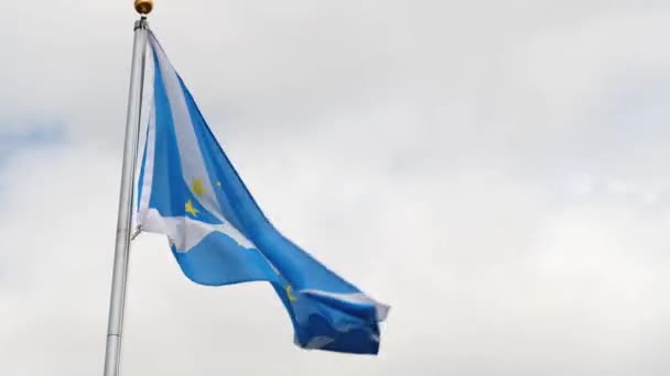Uma Escocesa Saltire Bandeira União Europeia Com Estrelas Douradas Centro — Vídeo de Stock