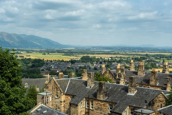View Stirling Forth Valley Ochil Hills Background Stirling Castle Scotland — Foto Stock