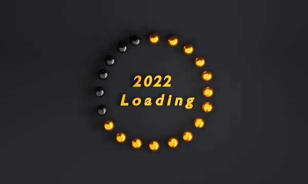 Guldkula Loading Från 2021 Till 2022 Svart Bakgrund För Beredning — Stockfoto