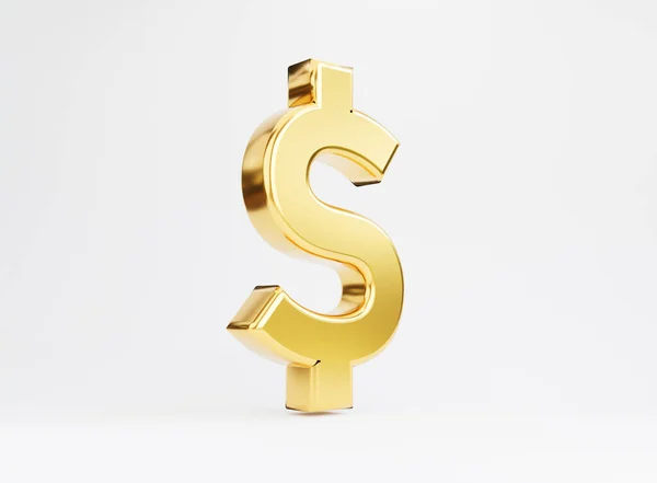 Isolate Golden Dollar Sign Symbol White Background Usd Main Currency — Fotografia de Stock