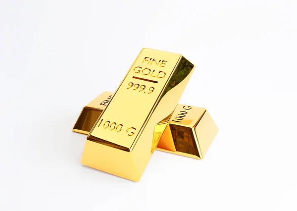 Изоляция Золотого Слитка Белом Фоне Финансовой Концепции Экономики Рендеринг Золото — стоковое фото