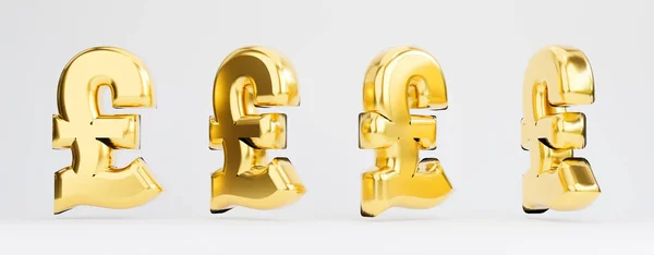 Isolation Golden Pound Sign Different View White Background Pound United — стоковое фото