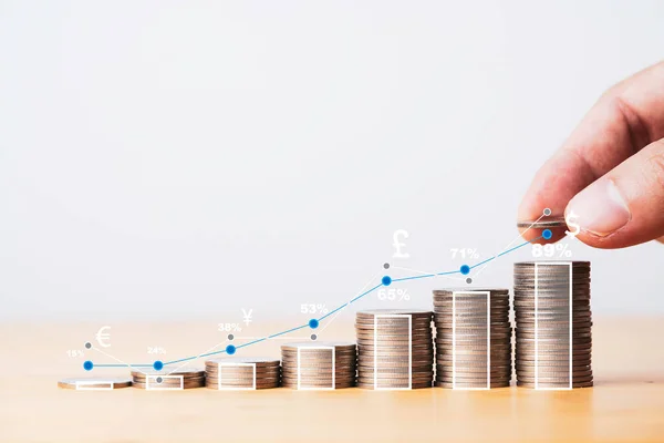 Yatırım Grafikleri Tasarruf Ticaret Öngörüsü Kavramı Için Para Biriktirme Grafiği — Stok fotoğraf