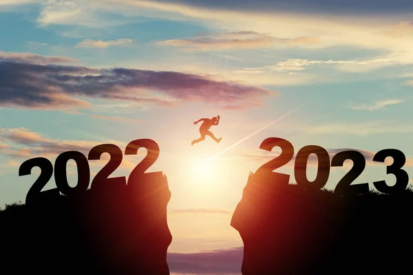 Willkommen Frohe Weihnachten Und Ein Gutes Neues Jahr 2023 Silhouette — Stockfoto