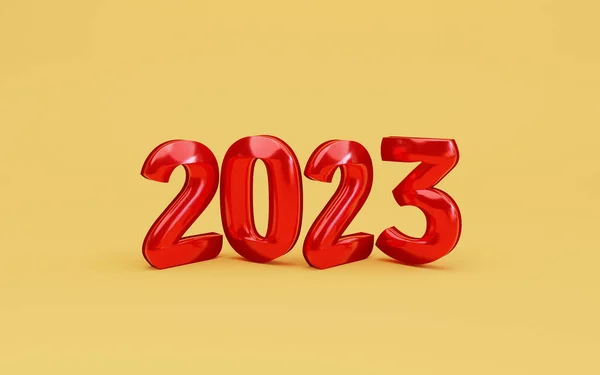 2023 Červené Číslo Žlutém Pozadí Pro Změnu Přípravu Veselé Vánoce — Stock fotografie
