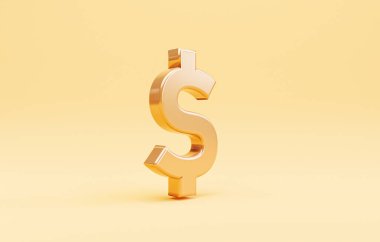 Altın Amerikan doları ya da Amerikan doları sarı arka planda, Dolar dünyanın ana para birimi..