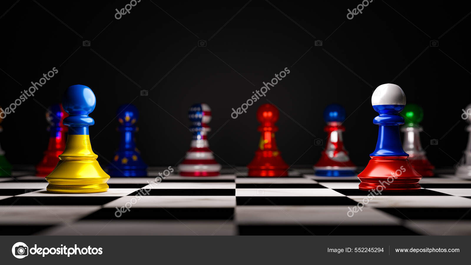 EU Chess King 3D Render Of Chess King With European Union Flag