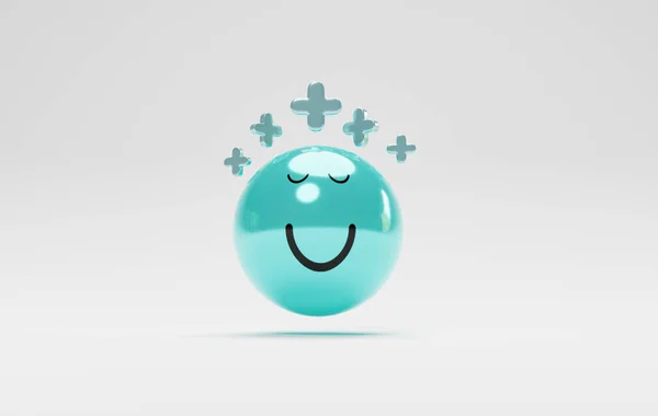 Isolate Blue Smile Face Sign Positive Thinking Mindset Happy Life — Stock Photo, Image