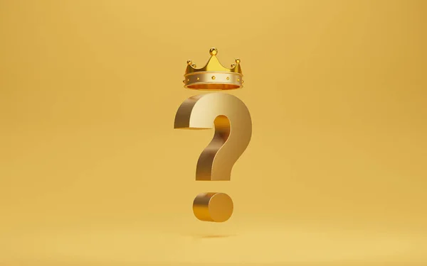 Golden Question Mark Sign Gold Crown Best Question Concept Realistic — ストック写真
