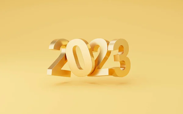 Goldene 2023 Auf Gelbem Hintergrund Für Die Vorbereitung Ein Frohes — Stockfoto