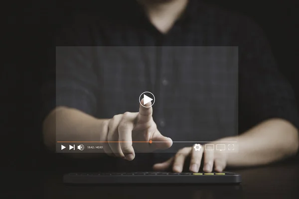 Janela Visualização Homens Transmissão Vivo Para Streaming Vídeo Internet Conceito — Fotografia de Stock