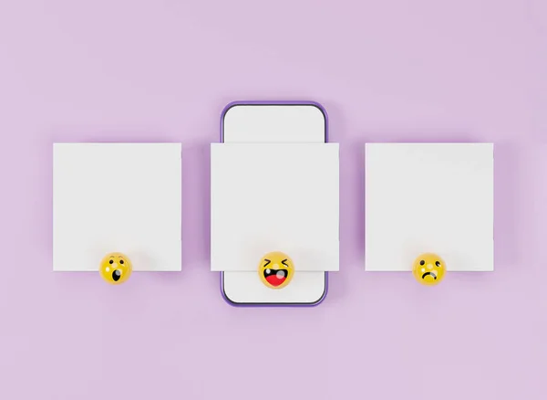 Blank Screen Smartphone Emotion Social Media Marketing Concept Render — 스톡 사진