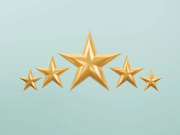 Five Golden Stars Blue Background Excellent Customer Satisfaction Evaluation Concept — Stock Photo, Image