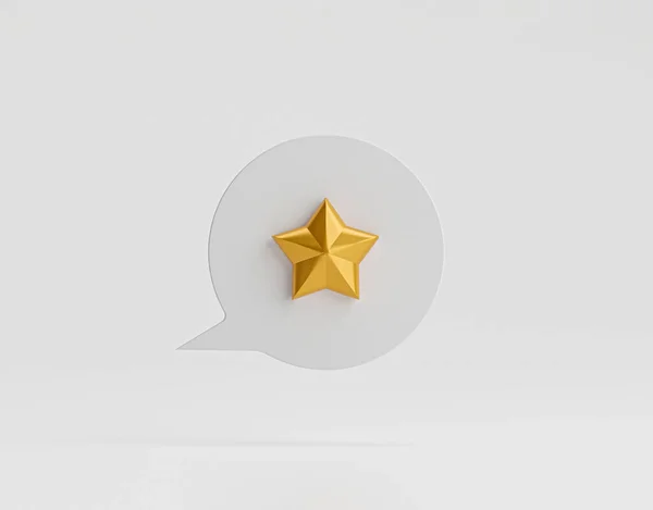 Isolate Golden Star Bubble Message Customer Evaluation Concept Render Illustration — Stock Photo, Image
